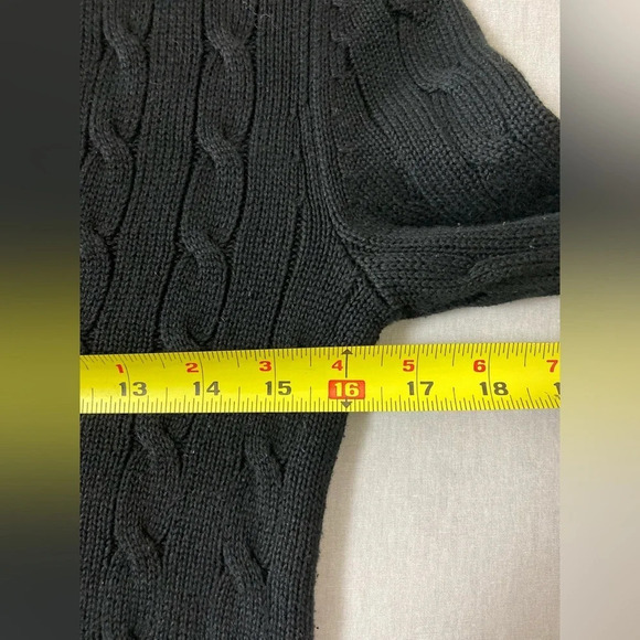 Lauren Ralph Lauren classic black Cable Knit V-neck Collar Sweater Sz PXS - Picture 9 of 9